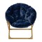 Emma and Oliver Io Kid's Folding Saucer Chair with Cozy Faux Fur Upholstery and Metal Frame for Playroom, Bedrooms, Nursery and More
